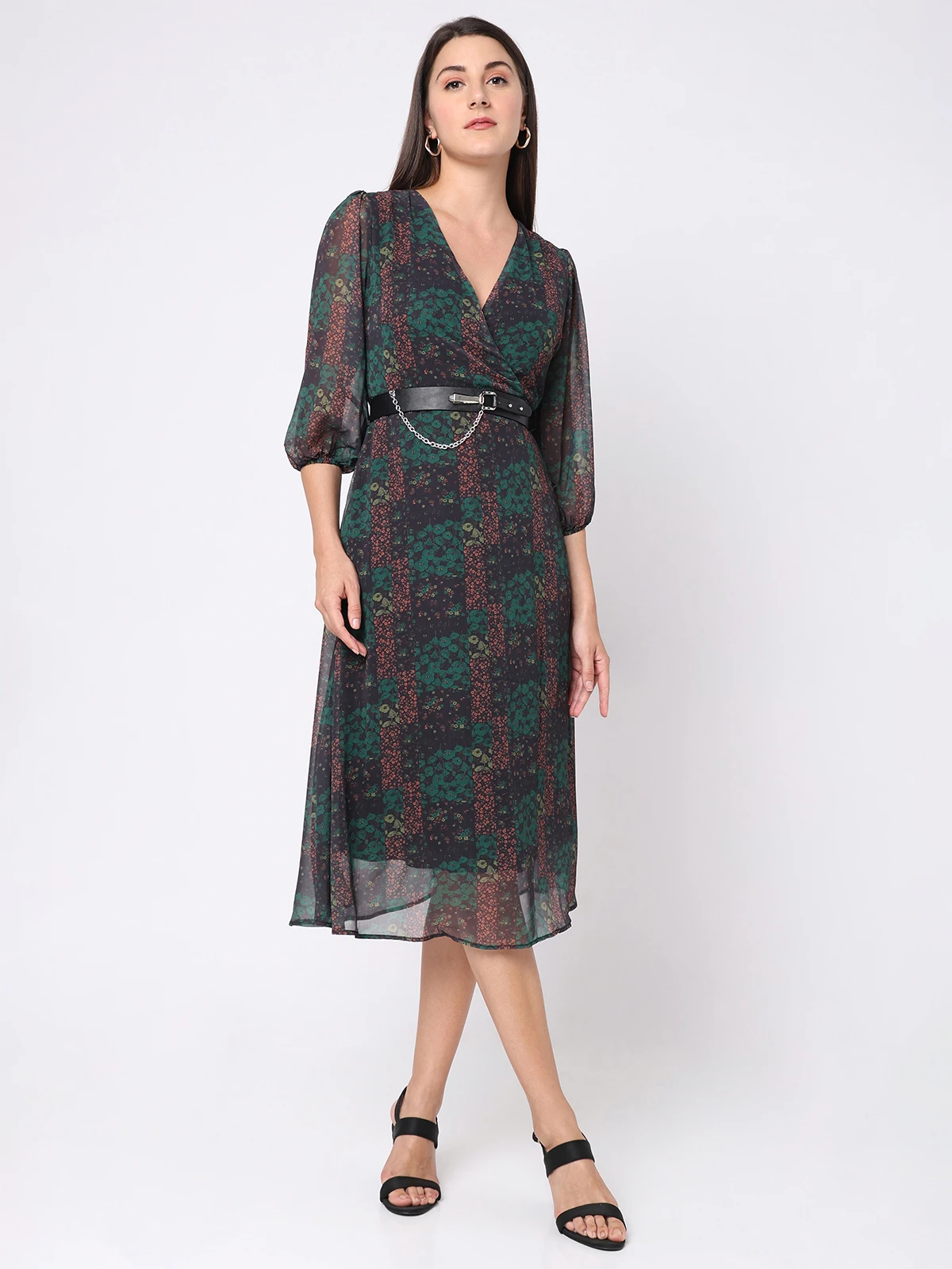 Deal Black And Green Dress In Printed - Image 2