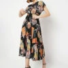 Deal Black Crepe Printed Dress