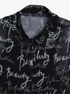 Deal Black Georgette Typography Printed Shirt -Saree Luxe Shop deal black georgette typography printed shirt 169771683428473lblk 3