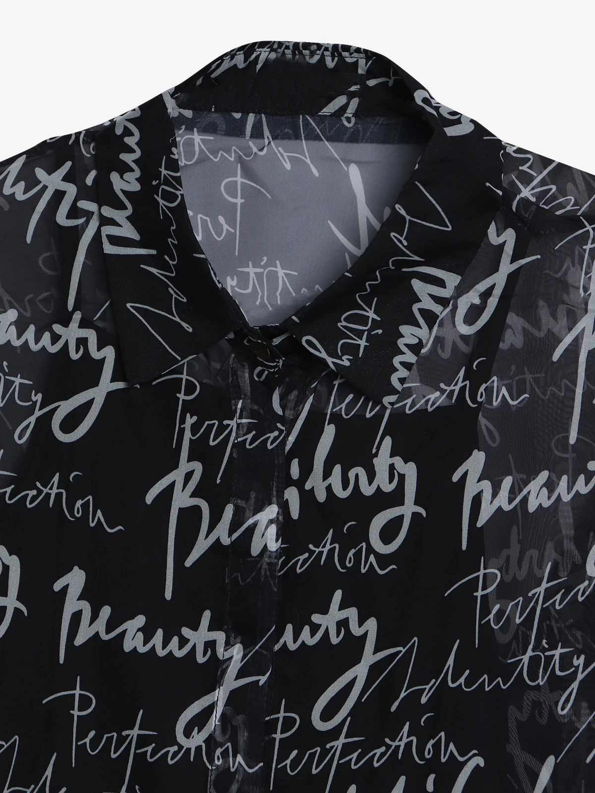 Deal Black Georgette Typography Printed Shirt - Image 3