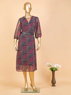 Deal Black Printed Organza Dress