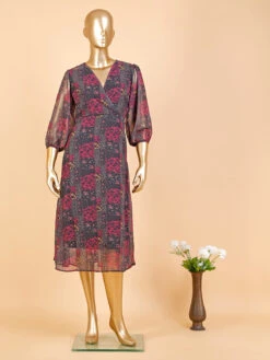 Deal Black Printed Organza Dress -Saree Luxe Shop deal black printed organza dress 169780143528014lcoloer 2 2