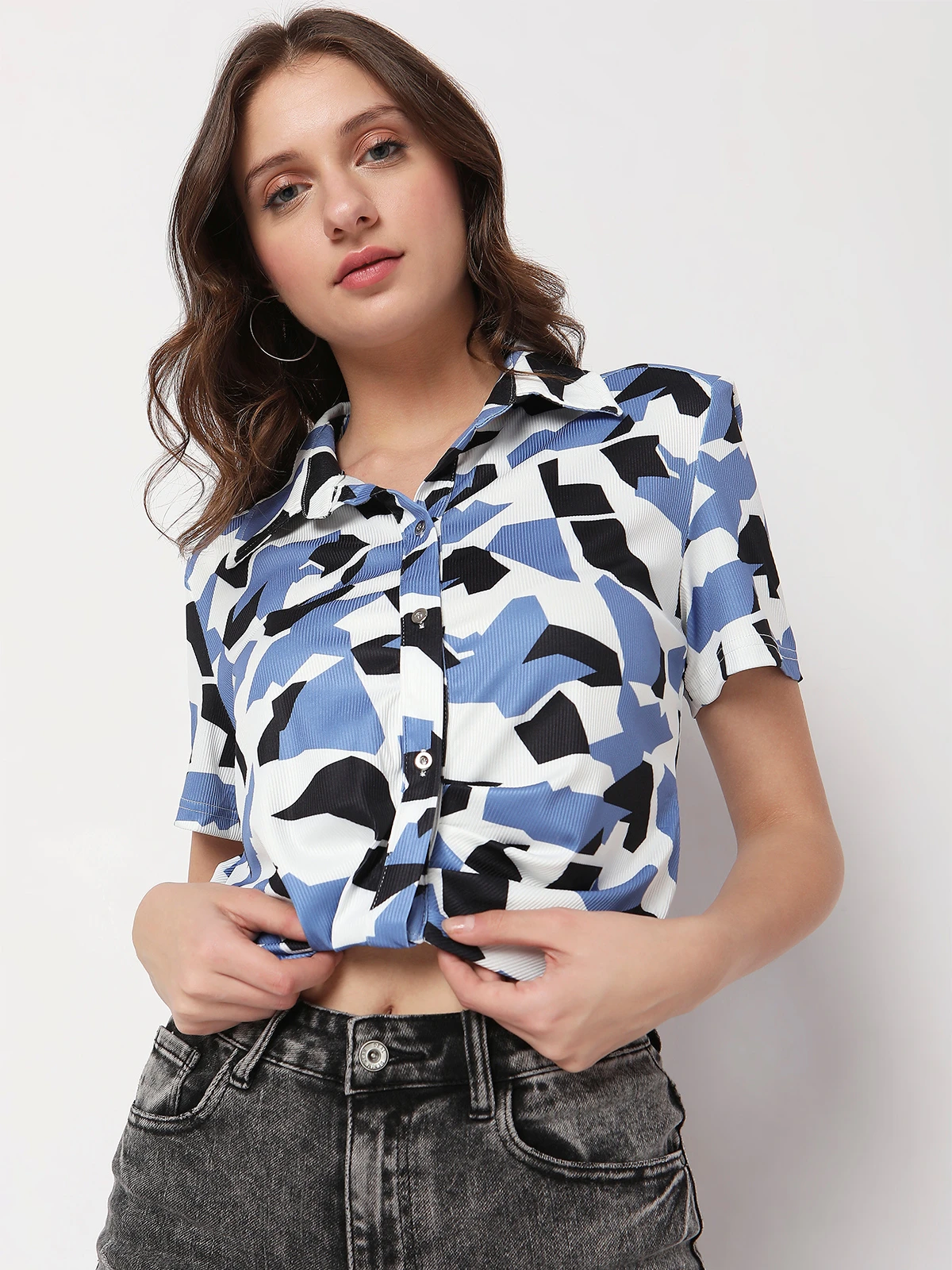 Deal Blue Rayon Crop Top 1 Deal Blue Rayon Crop Top