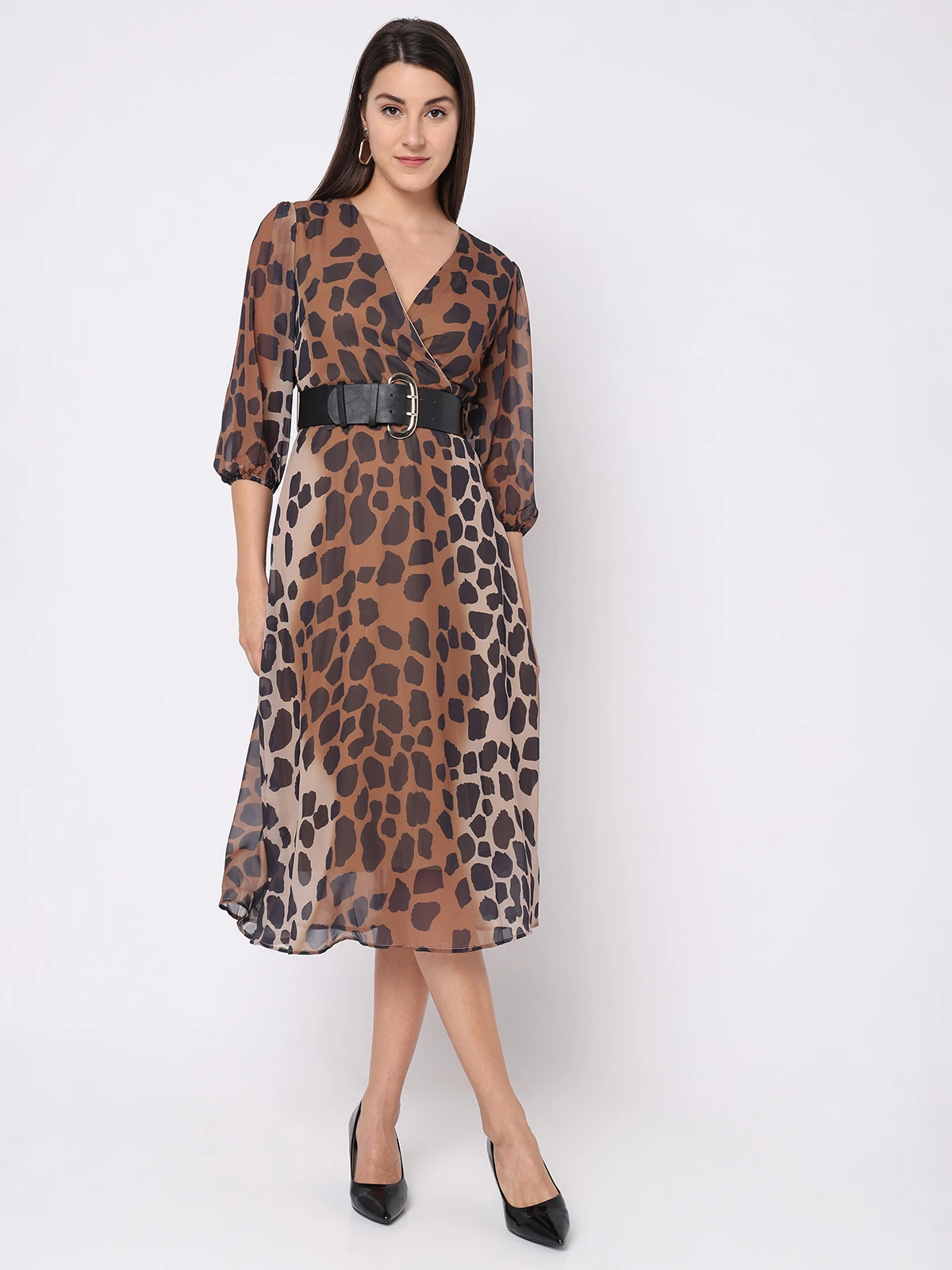 Deal Casual Brown Dress In Printed 2 Deal Casual Brown Dress In Printed - Image 2