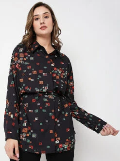 Deal Cotton Printed Shirt In Black