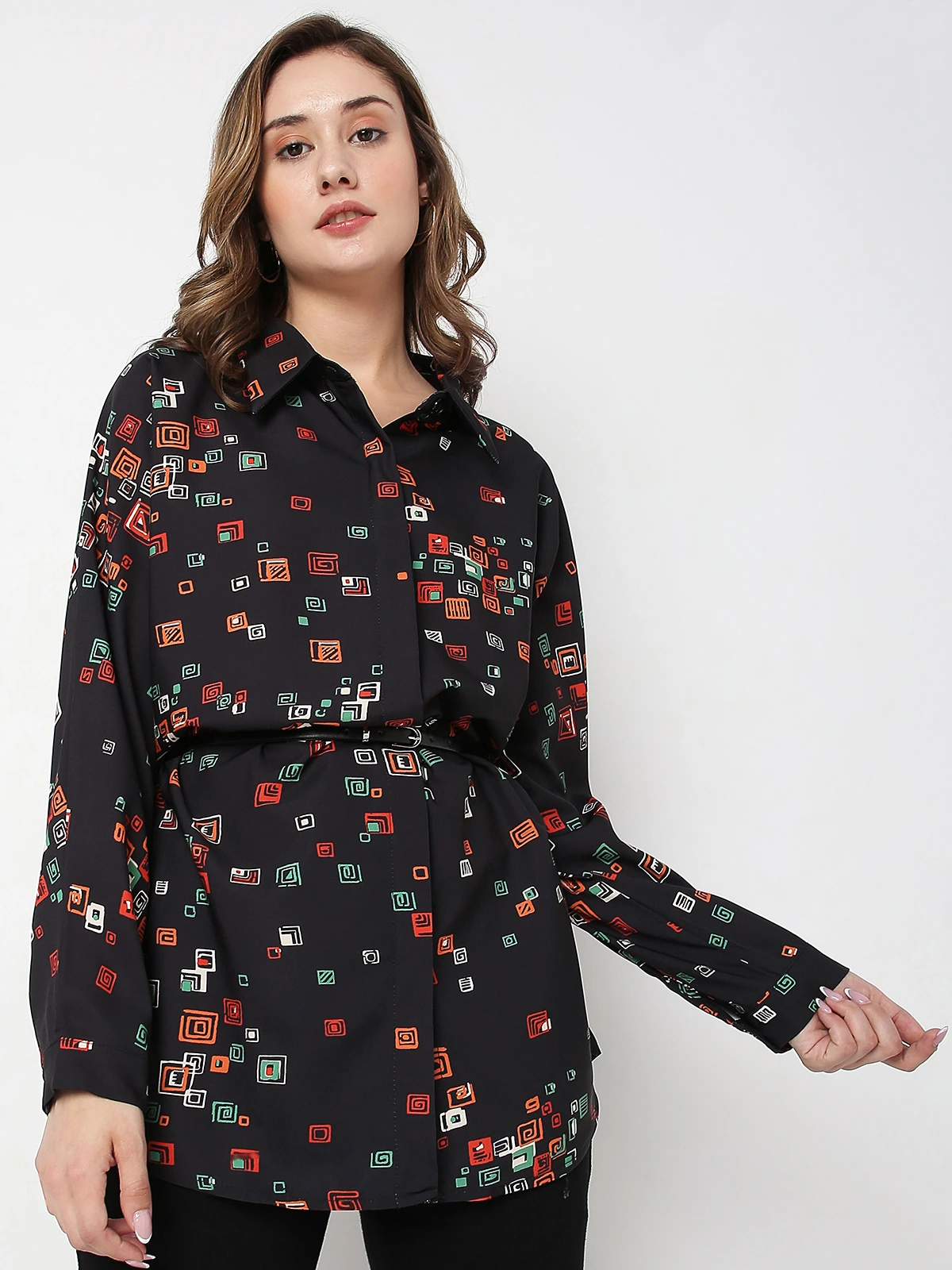 Deal Cotton Printed Shirt In Black 1 Deal Cotton Printed Shirt In Black