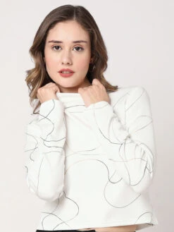 Deal Cotton Printed Top In White