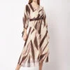 Deal Cream And Brown Printed Dress