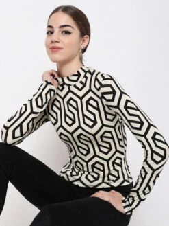 Deal Cream Cotton Printed Top