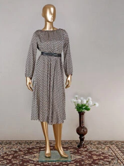 Deal Green Printed Satin Dress 9 Deal Green Printed Satin Dress -Saree Luxe Shop deal green printed stain dress 167204483627873lgreen 1