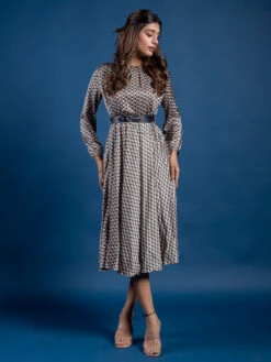 Deal Green Printed Satin Dress 10 Deal Green Printed Satin Dress -Saree Luxe Shop deal green printed stain dress 1672217499g3 wd0334 27873 l 1