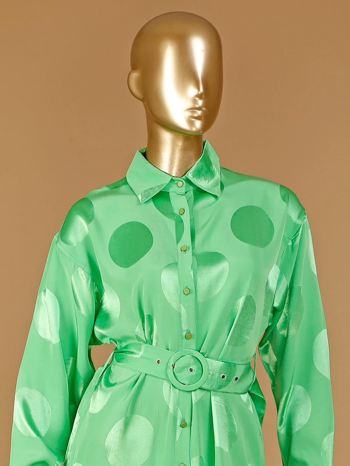 Deal Green Satin Shirt Dress 2 Deal Green Satin Shirt Dress - Image 2