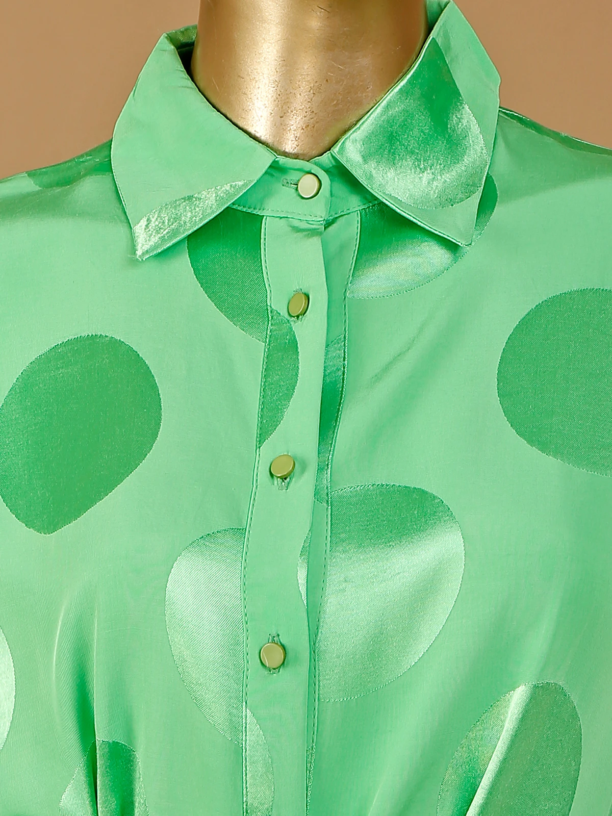 Deal Green Satin Shirt Dress 3 Deal Green Satin Shirt Dress - Image 3