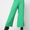 Deal Green Solid Cotton Straight Pant