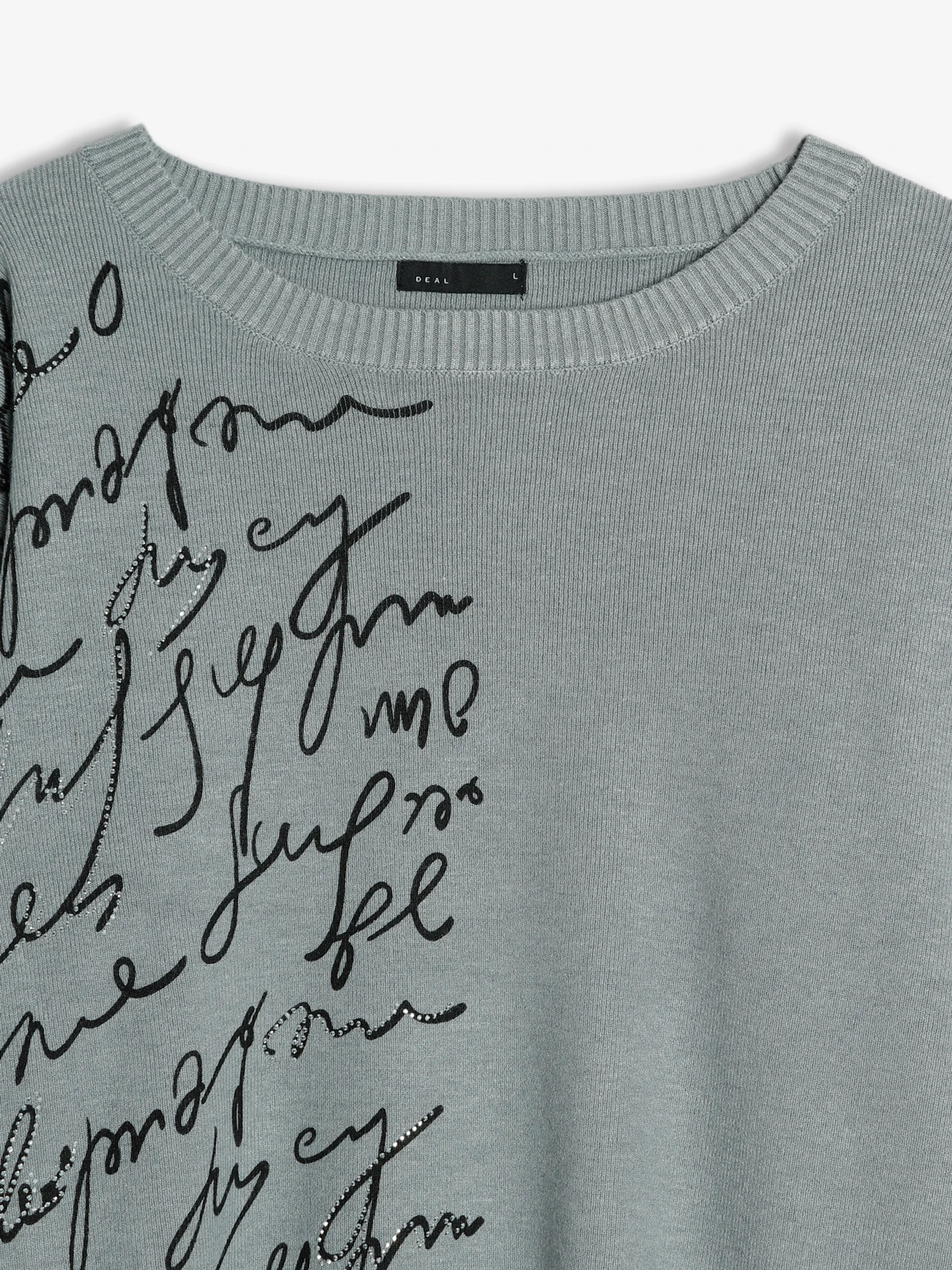 Deal Grey Knitted Printed Sweatshirt 2 Deal Grey Knitted Printed Sweatshirt - Image 2