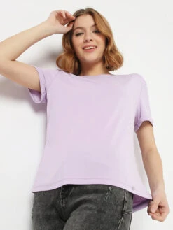 Deal Lilac Purple Cotton Plain Top