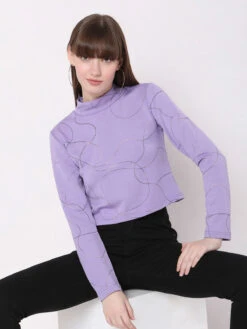 Deal Lilac Purple Cotton Printed Top