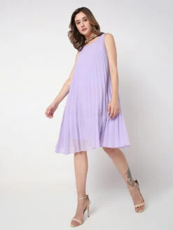 Deal Lilac Purple Plain Georgette Dress