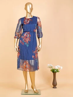 Deal Organza Blue Printed Dress