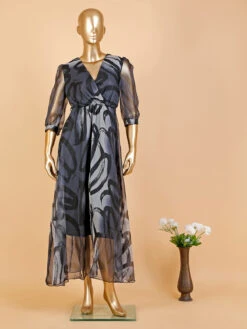 Deal Organza Grey Printed Dress