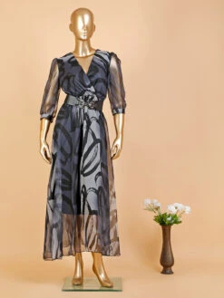 Deal Organza Grey Printed Dress 7 Deal Organza Grey Printed Dress -Saree Luxe Shop deal organza grey printed dress 169780209628214lgrey 1