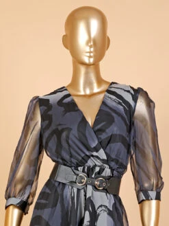 Deal Organza Grey Printed Dress 6 Deal Organza Grey Printed Dress -Saree Luxe Shop deal organza grey printed dress 169780209628214lgrey 3