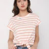 Deal Peach Cotton Top In Stripe