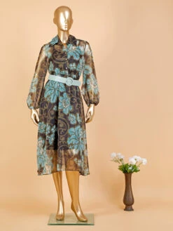 Deal Printed Olive Dress 6 Deal Printed Olive Dress -Saree Luxe Shop deal printed olive dress 169780184128164laqua 1