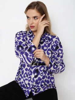 Deal Purple And Off White Rayon Shirt