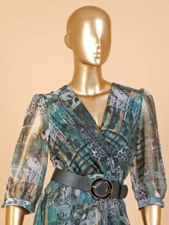 Deal Sea Green Printed Organza Dress -Saree Luxe Shop deal sea green printed organza dress 169780253928258lgreen 3