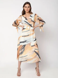 Deal Yellow Printed Organza Dress