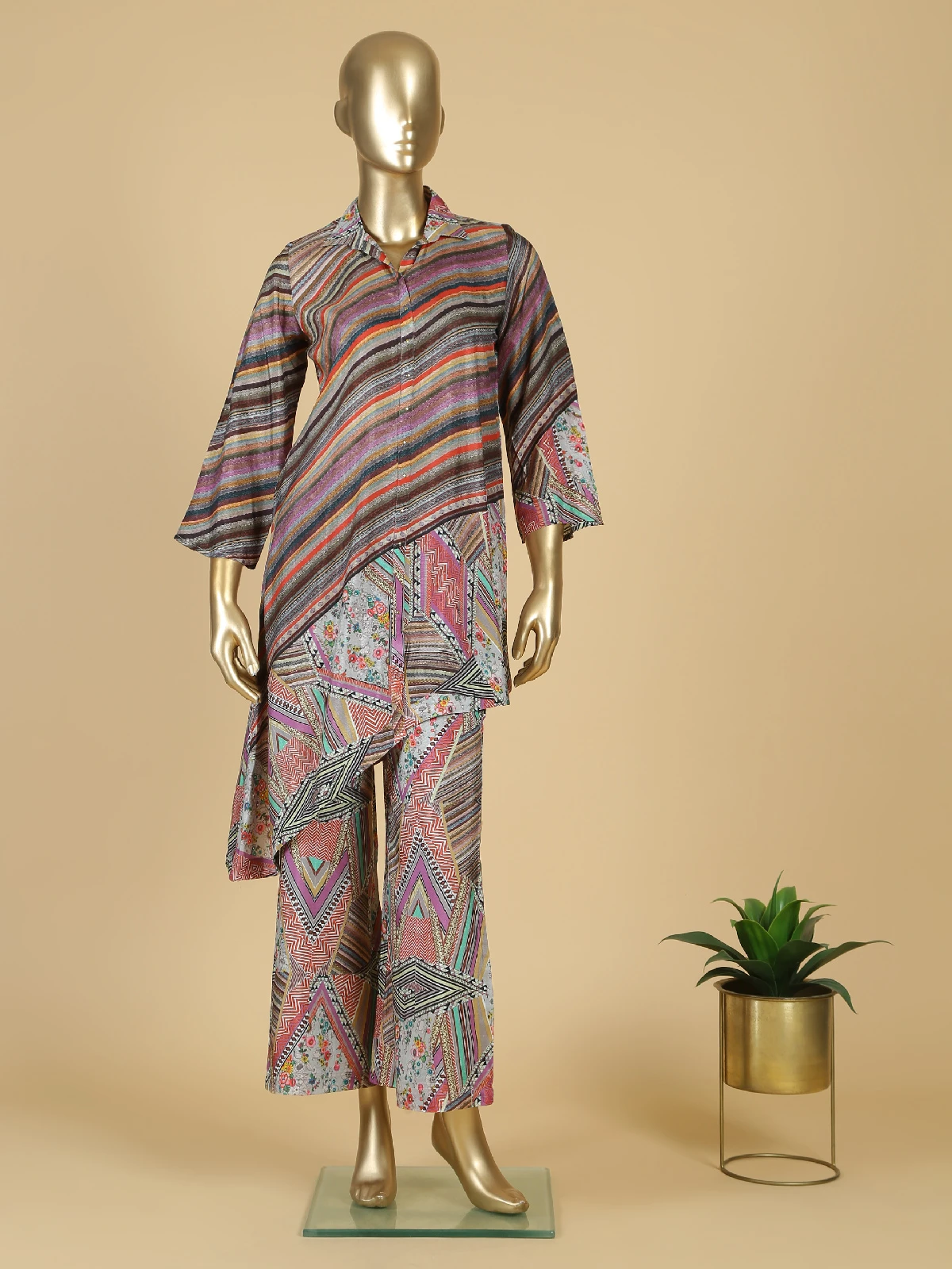 Elegant Multi Color Cotton Co Ord Set 3 Elegant Multi Color Cotton Co Ord Set - Image 3