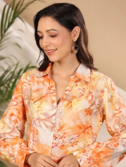 Elegant Peach Printed Co Ord Set -Saree Luxe Shop elegant yellow silk printed co ord set 1690880870as2718586 4