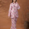 Floral Printed Light Pink Silk Co Ord Set