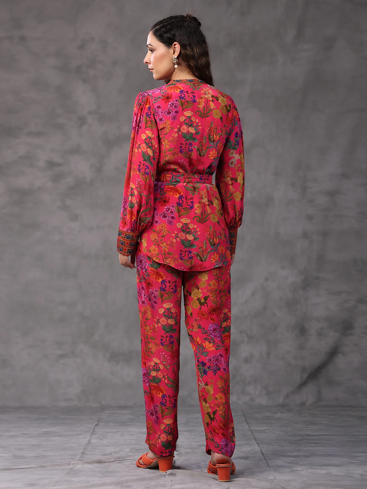 Floral Printed Magenta Co Ord Set 5 Floral Printed Magenta Co Ord Set - Image 5