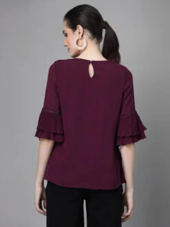 Global Republic Purple Georgette Top -Saree Luxe Shop global republic purple georgette top 1706175116430sangria 2