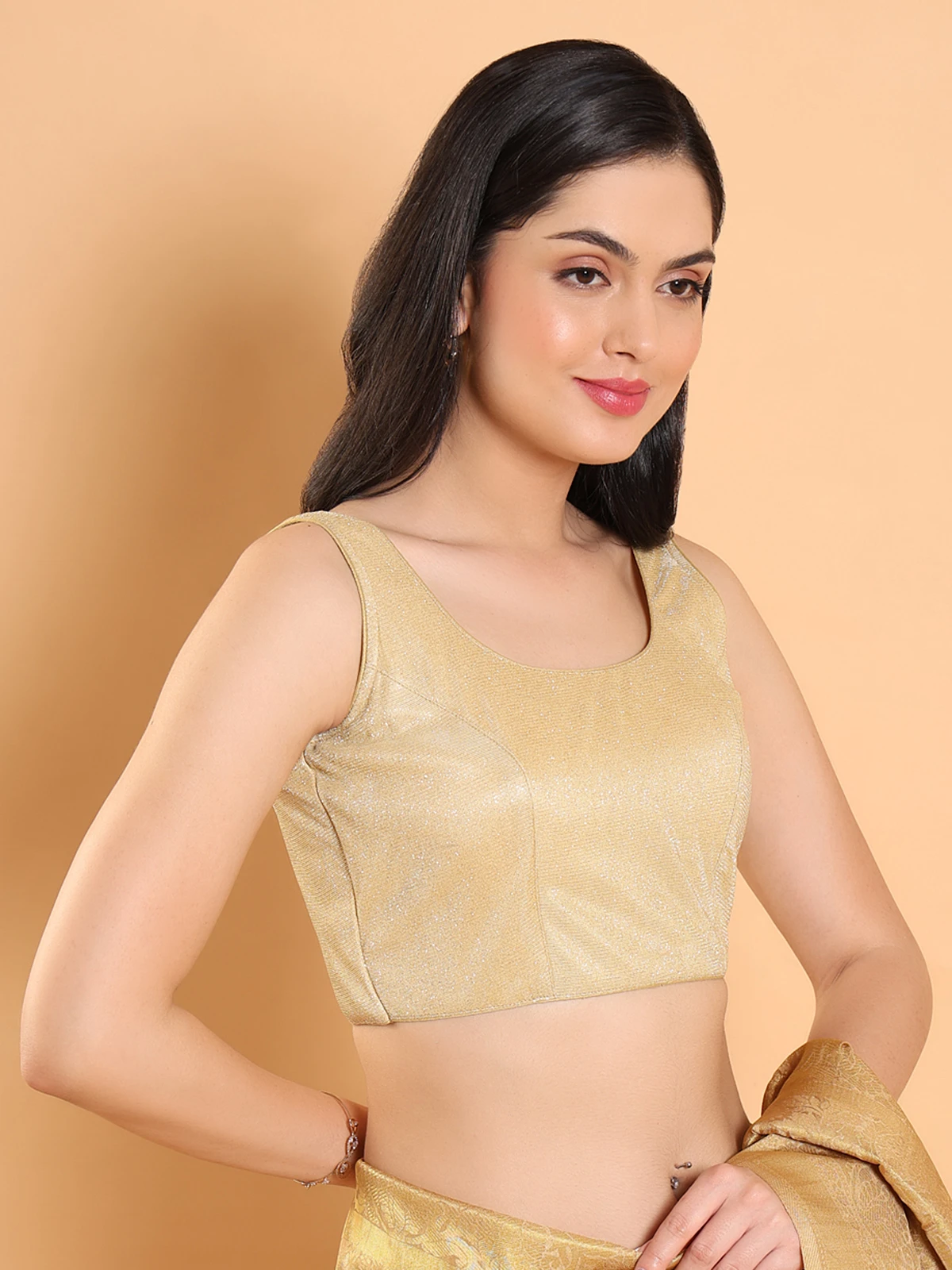 Gorgeous Gold Color Silk Blouse - Image 5
