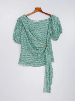 Green Crepe Top In Printed -Saree Luxe Shop green crepe top in printed 1681379445as2663583 1