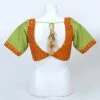 Green Raw Silk Sweetheart Neck Blouse