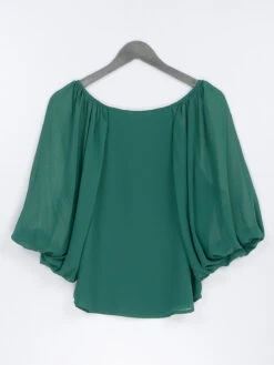 Green Shaded Plain Georgette Top