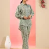 Green Shaded Silk Printed Co Ord Set