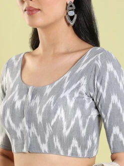 Grey Ikat Printed Blouse