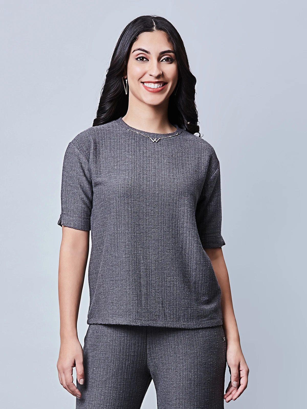 Grey Lycra Plain Co Ord Set 1 Grey Lycra Plain Co Ord Set