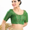 Jacquard Green Ready Made Blouse