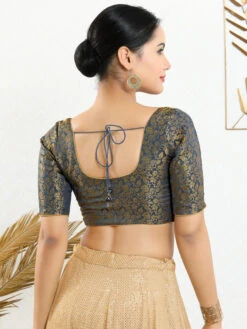 Jacquard Grey Ready Made Blouse -Saree Luxe Shop jacquard grey ready made blouse 1684139988x 1126 elb grey 2