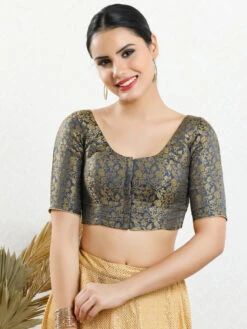 Jacquard Grey Ready Made Blouse