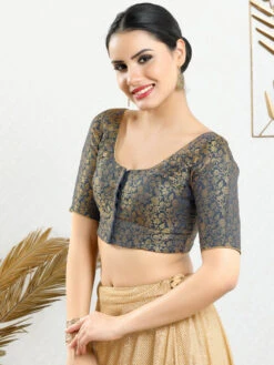 Jacquard Grey Ready Made Blouse -Saree Luxe Shop jacquard grey ready made blouse 1684139988x 1126 elb grey 4