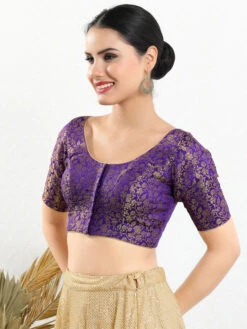 Jacquard Purple Ready Made Blouse -Saree Luxe Shop jacquard purple ready made blouse 1684135505x 1126 elb brinjal 4
