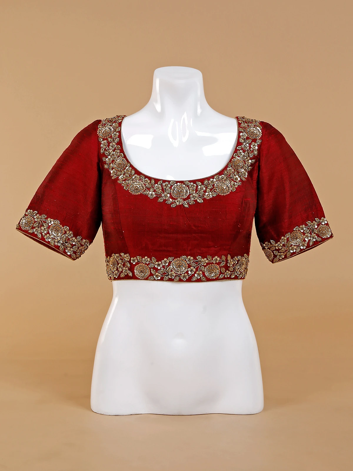 Latest Maroon Silk Blouse 2 Latest Maroon Silk Blouse - Image 2