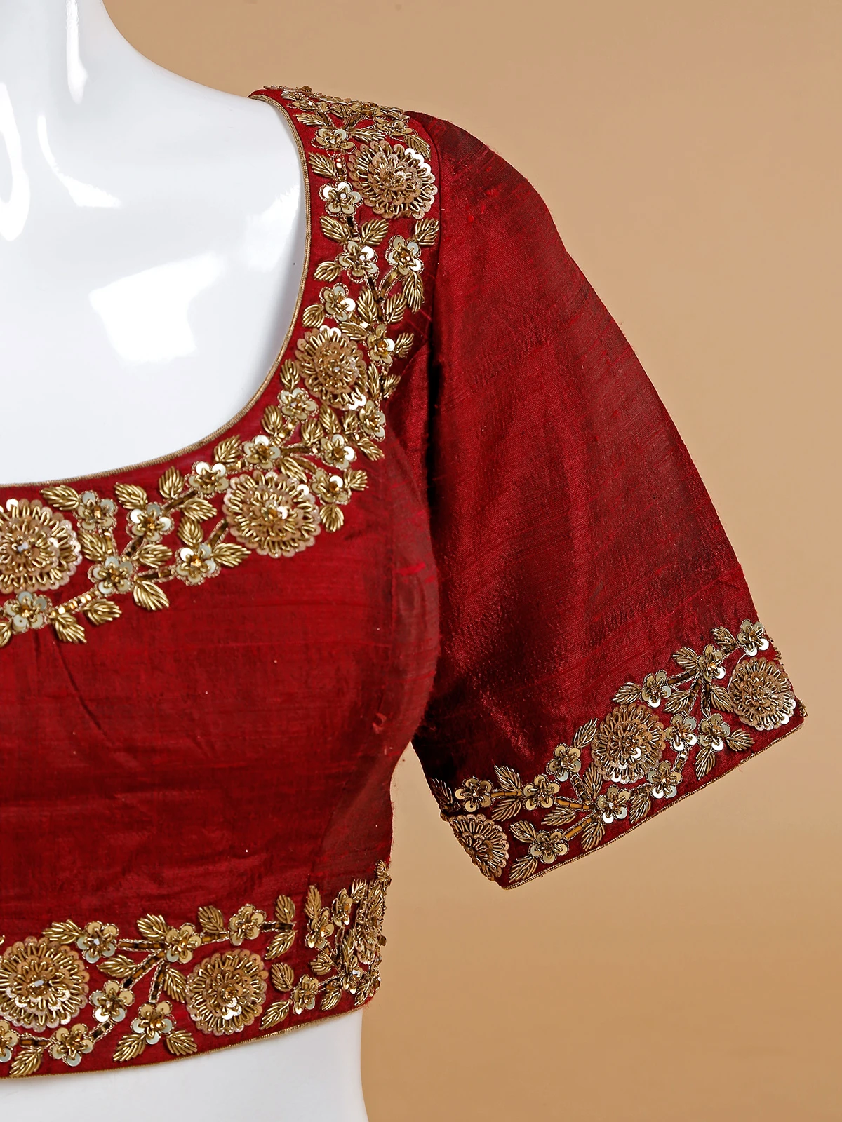 Latest Maroon Silk Blouse 3 Latest Maroon Silk Blouse - Image 3
